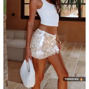 White Fox Ariel Shell Cream Mini Skirt